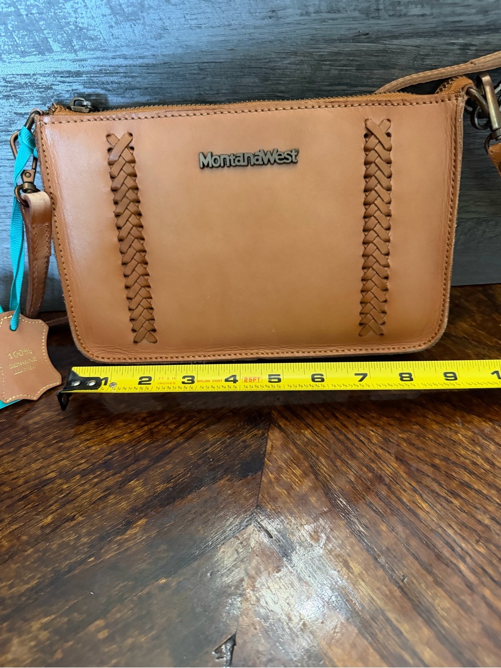 NWT Montana West Tan Braided Crossbody Purse Adjustable Strap Zip Bag - Picture 6 of 7